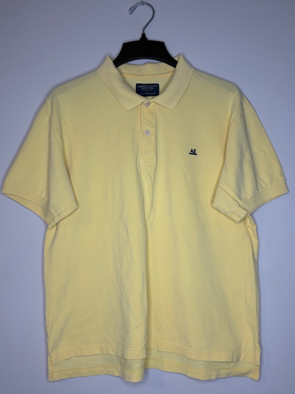American Eagle Outfitters Pale Yellow Polo Shirt with AE Chest Logo Size XL